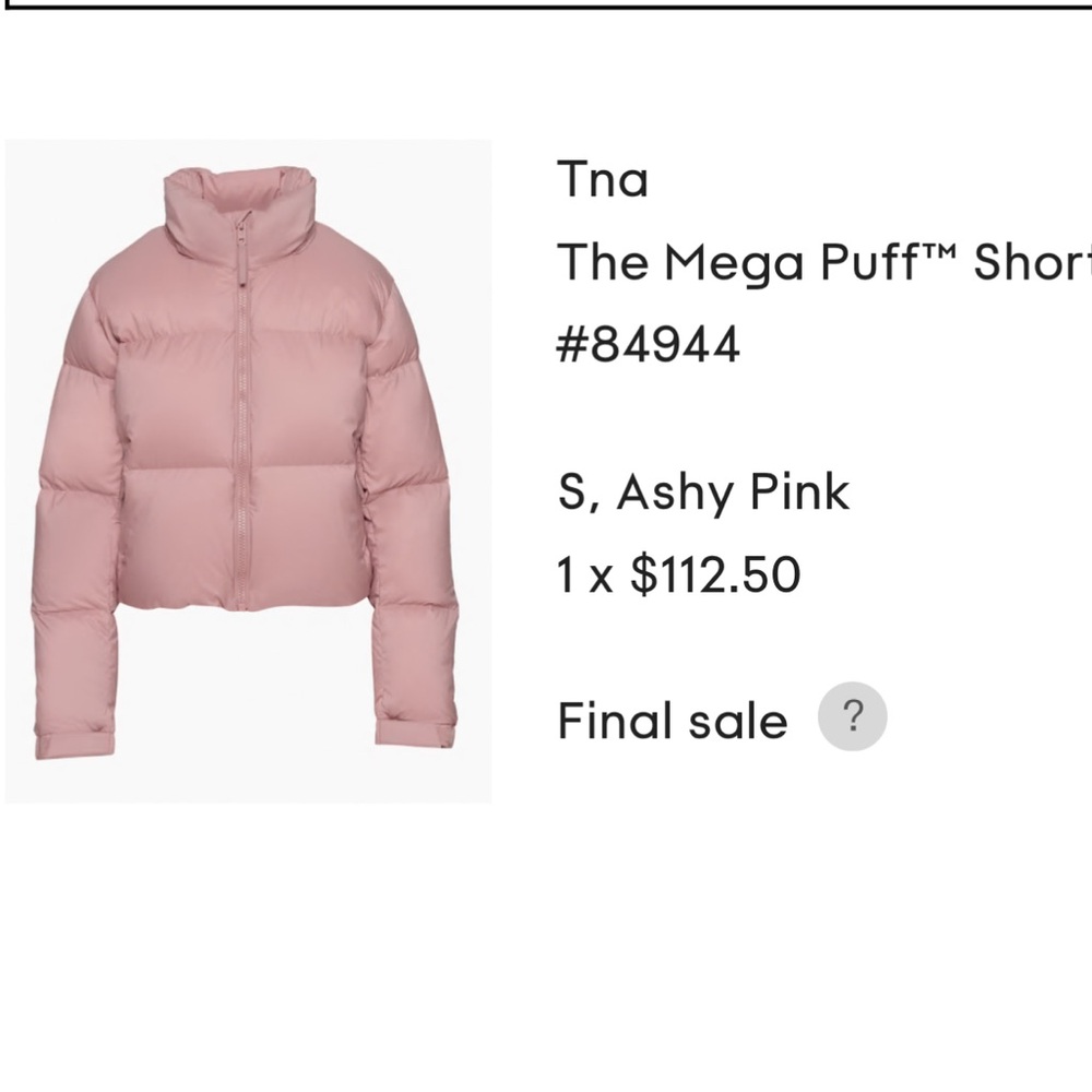 ARITZIA - The Mega Puff, size SMALL - ashy pink